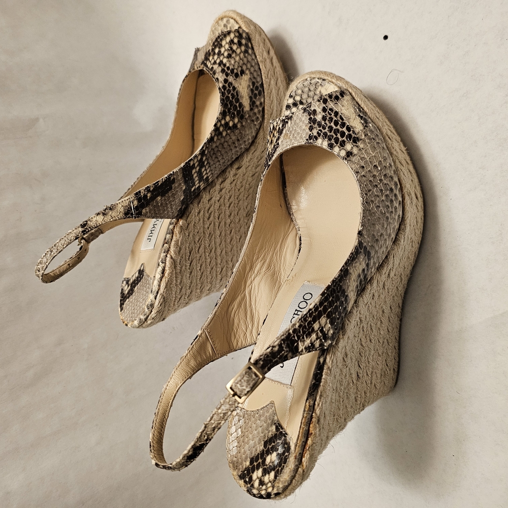 Jimmy Choo Snakeskin Wedge Sandals - Picture 5 of 8